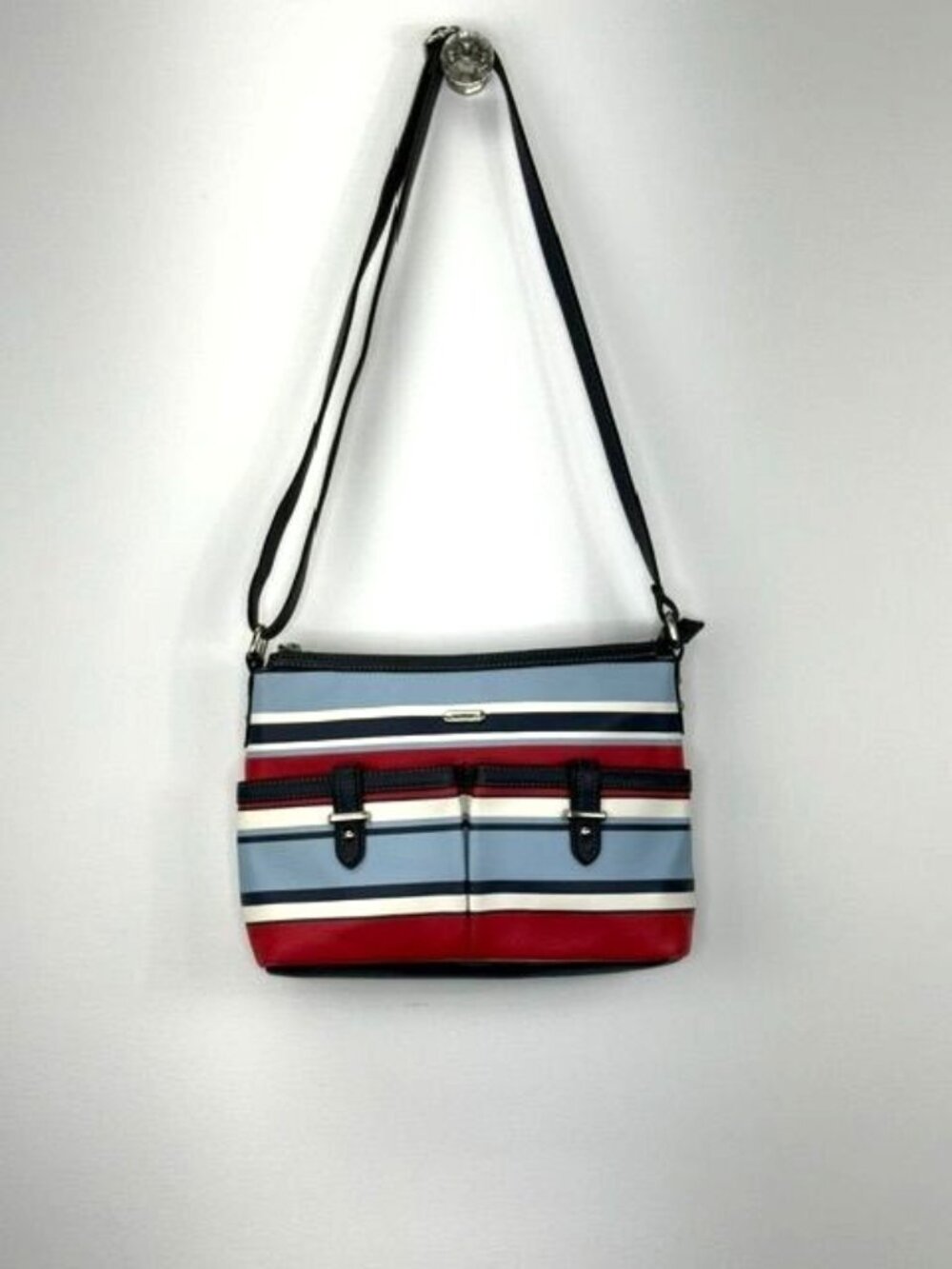 Chaps Carlene Cabana Stripe Crossbody Bag Red White Blue Nautical Purse